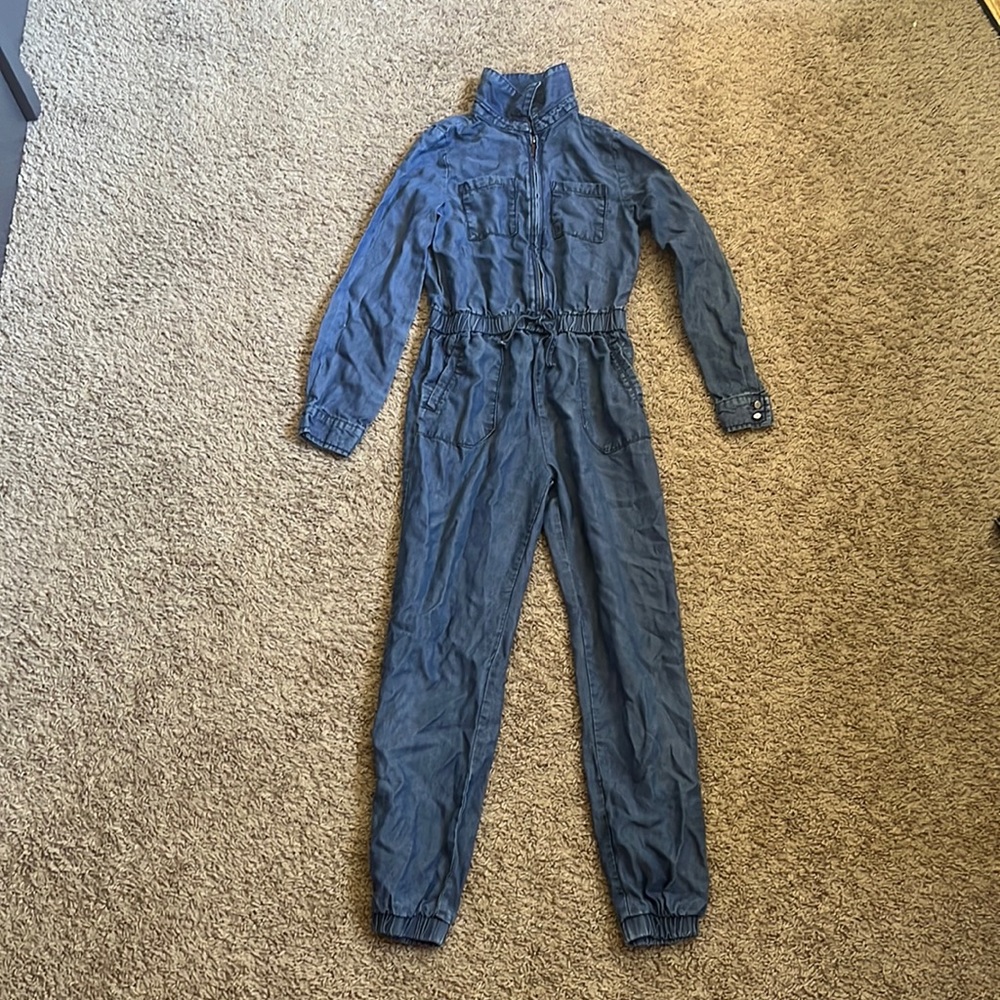 Girls blue romper. Size:7/8